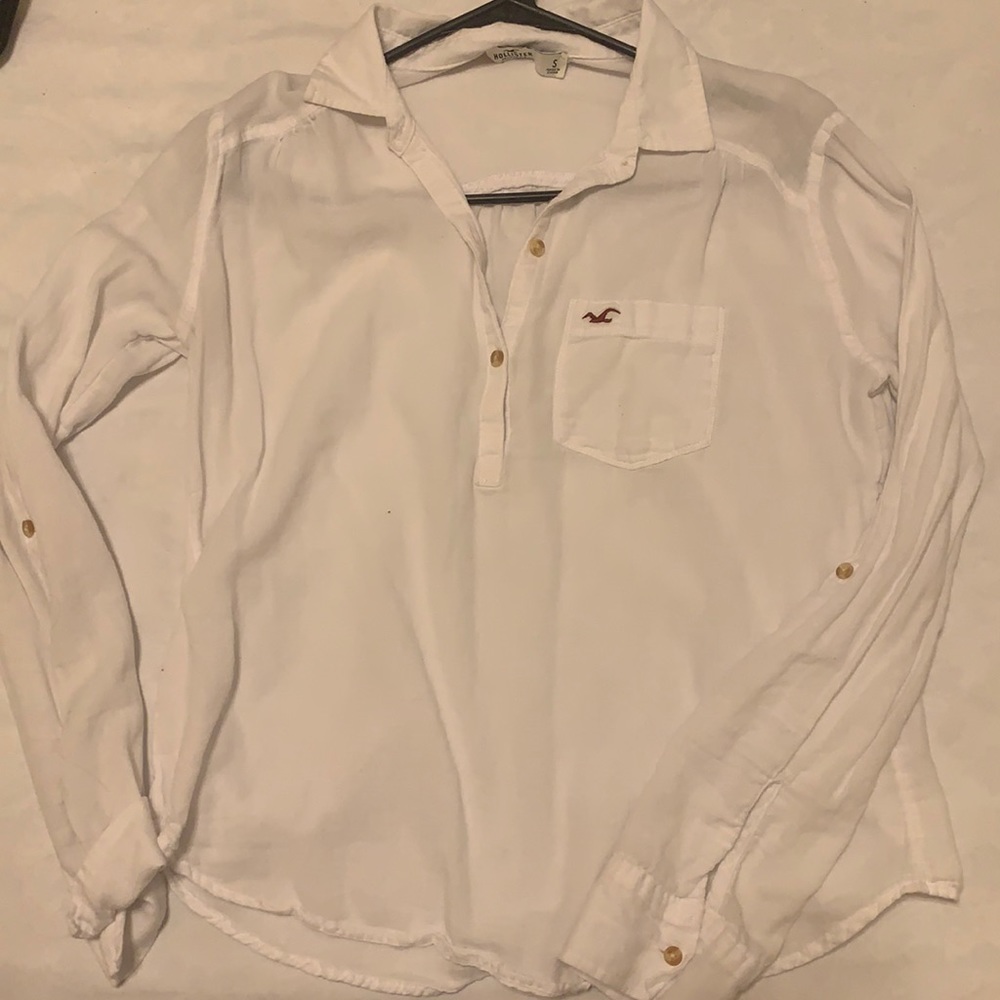 White Hollister Half Button-up